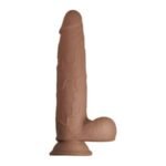 Real Cocks Dual Layered Brown TPE Dildo with Bendable Core and Suction Cup Base - Image 2