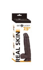 Real Skin 7.5" Dual Layer Dildo - Dark Brown - Image 4