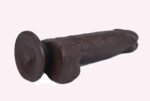 Real Skin 7.5" Dual Layer Dildo - Dark Brown - Image 5