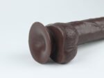 Real Skin 8" Dual Layer Dildo - Dark Brown - Image 6