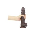 Real Skin 8" Dual Layer Dildo - Dark Brown - Image 7