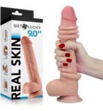 Real Skin 9" Dual Layer Dildo - Beige - Image 10