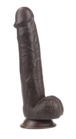 Real Skin 9" Dual Layer Dildo - Dark Brown - Image 5