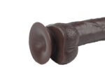 Real Skin 9" Dual Layer Dildo - Dark Brown - Image 6