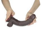 Real Skin 9" Dual Layer Dildo - Dark Brown - Image 9