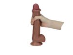 Real Skin 9" Dual Layer Dildo - Light Brown - Image 7