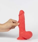 Real Skin Mr. Ruby 7.5" Dual-Layer Dildo – Red - Image 3