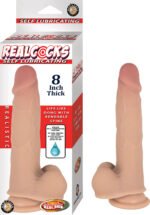 Realcocks Self Lubricating 8 Inch Thick Dildo – White