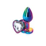 Rear Assets Multicolor Heart Anal Plug – Small – Clear - Image 2