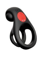 Red Dot Vibrating Cock Ring V2 with Remote – Black/Red - Image 2