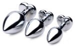 Red Heart Gem Anal Plug Set – Three Graduated Sizes, Aluminum Alloy, Silver - Image 4