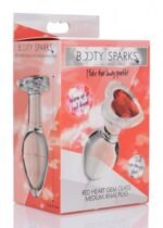 Red Heart Gem Glass Anal Plug - Medium - Image 2