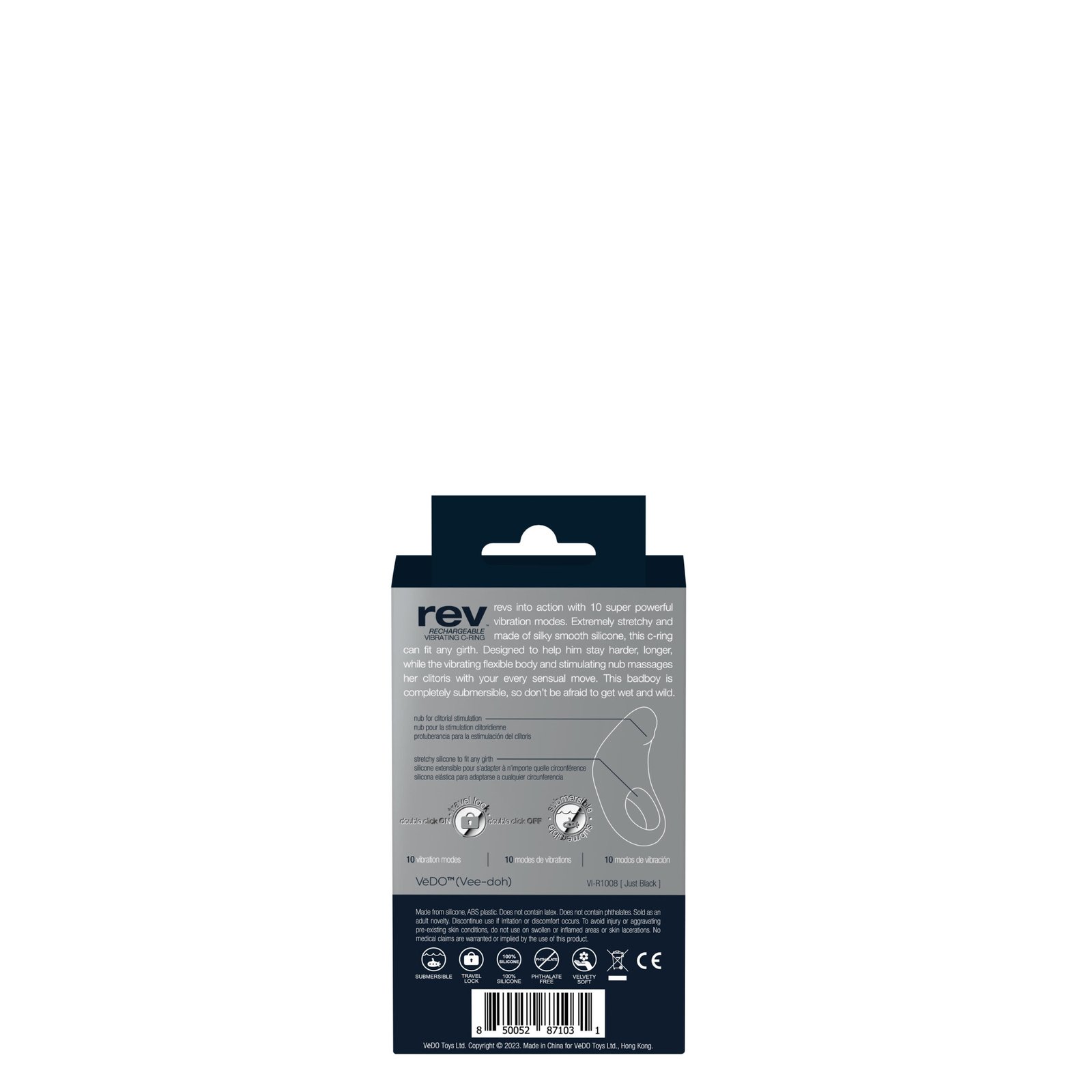 rev-rechargeable-vibrating-c-ring-black Rev Rechargeable Vibrating C-Ring - Black - Image 1