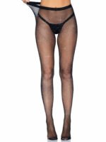 Rhinestone Fishnet Crotchless Tights - One Size - Black - Image 4