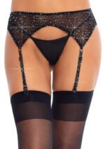 Rhinestone Garter Belt - One Size - Black - Image 4