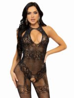 Rhinestone Lace and Net Bodystocking - One Size - Black - Image 6