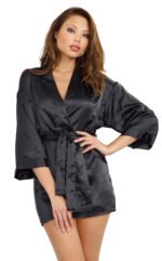 Robe, Chemise, Padded Hanger - Medium - Black - Image 2
