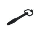 Silicone Cum Thru D Ring Penis Plug - Black