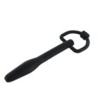 Silicone Cum Thru D Ring Penis Plug - Black