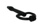 Silicone Cum Thru D Ring Penis Plug - Black - Image 3