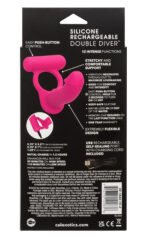 Silicone Rechargeable Double Diver Vibrating Cock Ring – Pink - Image 2