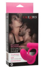 Silicone Rechargeable Double Diver Vibrating Cock Ring – Pink
