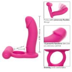Silicone Rechargeable Double Diver Vibrating Cock Ring – Pink - Image 3