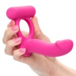 Silicone Rechargeable Double Diver Vibrating Cock Ring – Pink - Image 4