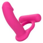 Silicone Rechargeable Double Diver Vibrating Cock Ring – Pink - Image 5