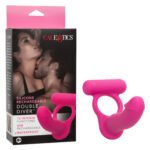 Silicone Rechargeable Double Diver Vibrating Cock Ring – Pink - Image 9