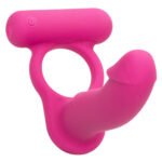 Silicone Rechargeable Double Diver Vibrating Cock Ring – Pink - Image 10