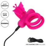 Silicone Rechargeable Dual Butterfly Ring - Pink - Image 2