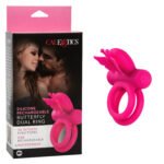Silicone Rechargeable Dual Butterfly Ring - Pink - Image 12