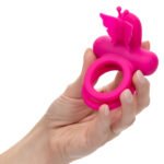 Silicone Rechargeable Dual Butterfly Ring - Pink - Image 6