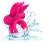 Silicone Rechargeable Dual Butterfly Ring - Pink - Image 9