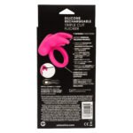 Silicone Rechargeable Triple Clit Flicker Vibrating Cock Ring – Pink - Image 4