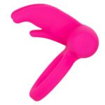 Silicone Rechargeable Triple Clit Flicker Vibrating Cock Ring – Pink - Image 9