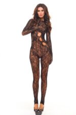 Split Up Lace Bodystocking – Black – One Size