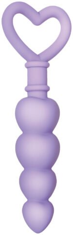 Sweet Treat Graduated Silicone Anal Beads with Heart Handle – Purple