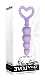 Sweet Treat Graduated Silicone Anal Beads with Heart Handle – Purple - Image 4