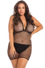 Take Me Fishnet Mini Dress - Queen Size - Black - Image 2