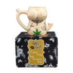 Tattoo Girl Ceramic Novelty Mug with Pipe – 10 oz - Image 4