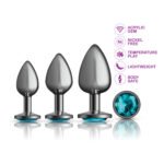Teal Round Gem Anal Trainer Kit - Gunmetal - Image 3