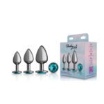 Teal Round Gem Anal Trainer Kit - Gunmetal - Image 6