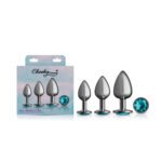 Teal Round Gem Anal Trainer Kit - Gunmetal - Image 8