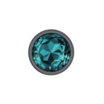 Teal Round Gem Gunmetal Metal Plug - Lg - Image 3