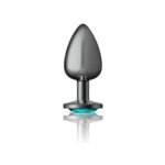 Teal Round Gem Gunmetal Metal Plug - Lg - Image 4