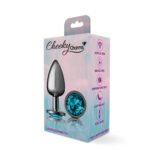 Teal Round Gem Gunmetal Metal Plug - Lg - Image 5