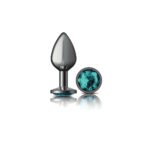 Teal Round Gem Gunmetal Metal Plug - Md - Image 2