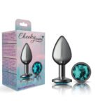 Teal Round Gem Gunmetal Metal Plug - Md
